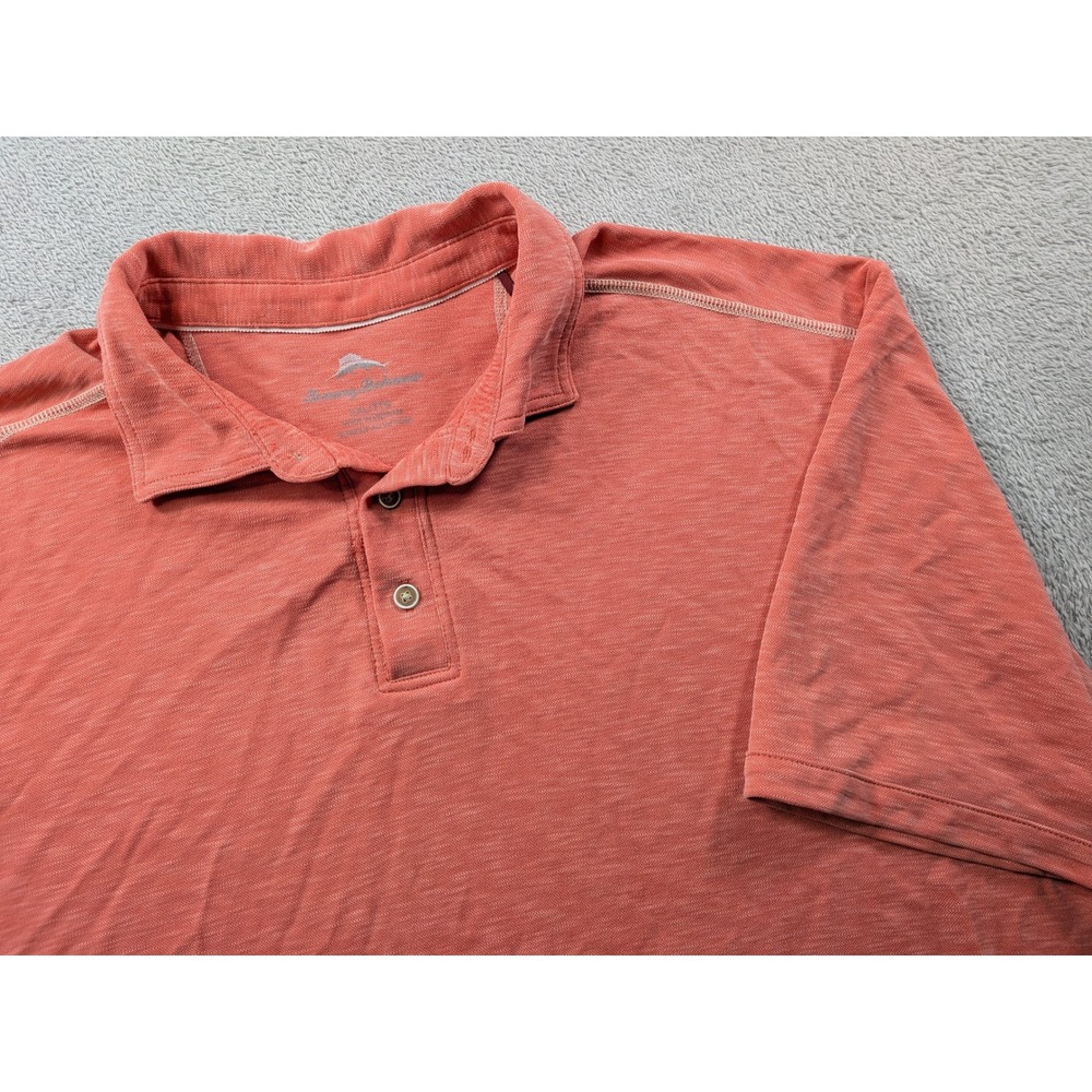 Tommy Bahama Mens XXL Coral Orange Tencel Blend Polo Shirt T21431